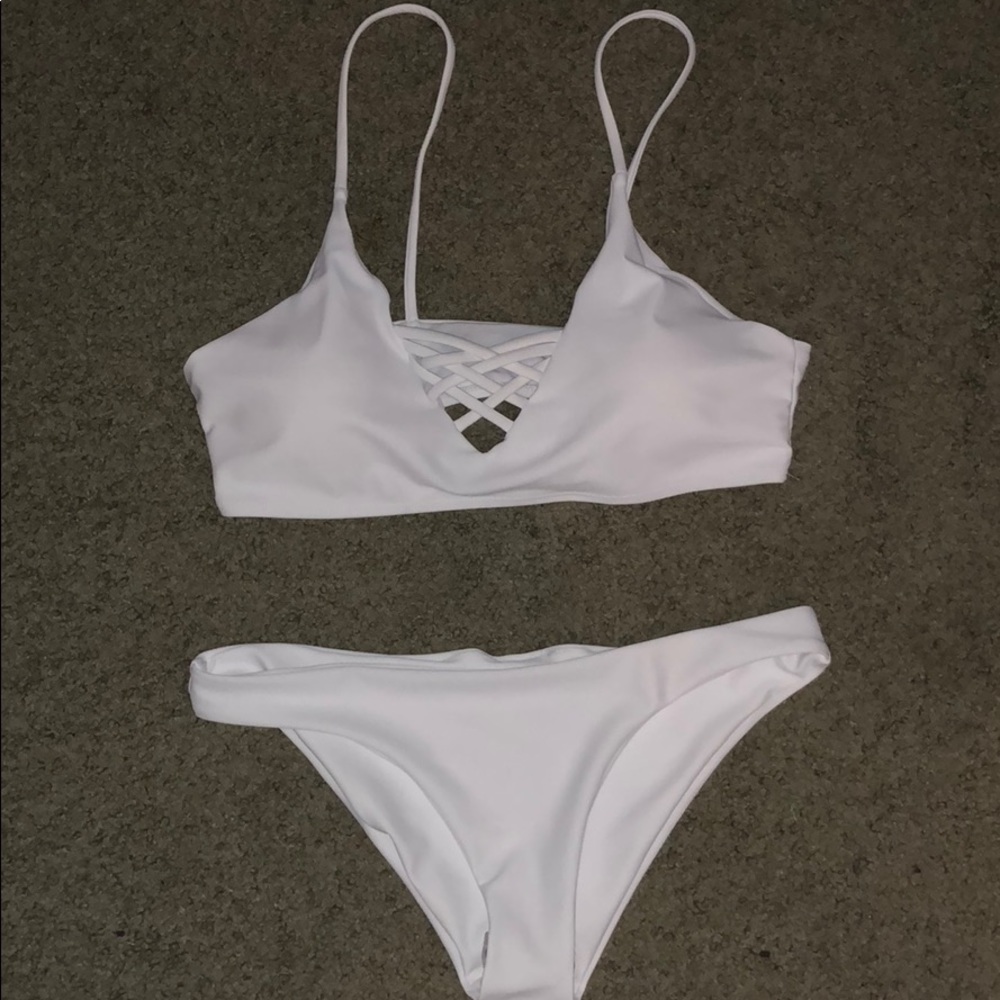Strappy white bikini